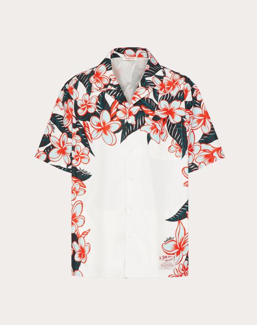 Valentino - Nylon Bowling Shirt With Hula Girl Print - Multicolour - Man - Shirts