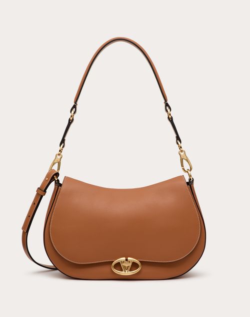 Valentino Garavani - Valentino Garavani Ohval Medium Shoulder Bag In Nappa Calfskin - Almond - Woman - Valentino Garavani Ohval