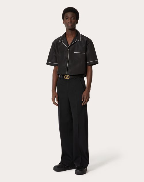 Valentino - Silk Faille Short-sleeve Shirt - Black - Man - Shirts