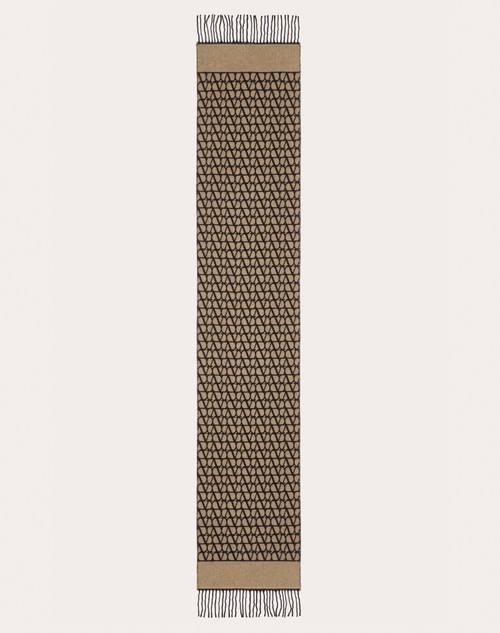 トワル イコノグラフ ウール X カシミア スカーフ for メンズ インチ ベージュ/ブラック | Valentino JP