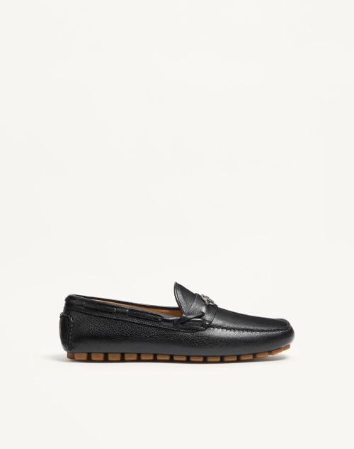 Valentino Garavani - Driver Fastaway Buffalo Loafer - Black - Man - Loafers And Driver