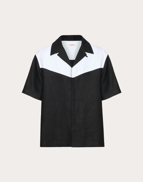 Valentino - Linen Bowling Shirt - Black - Man - Shirts