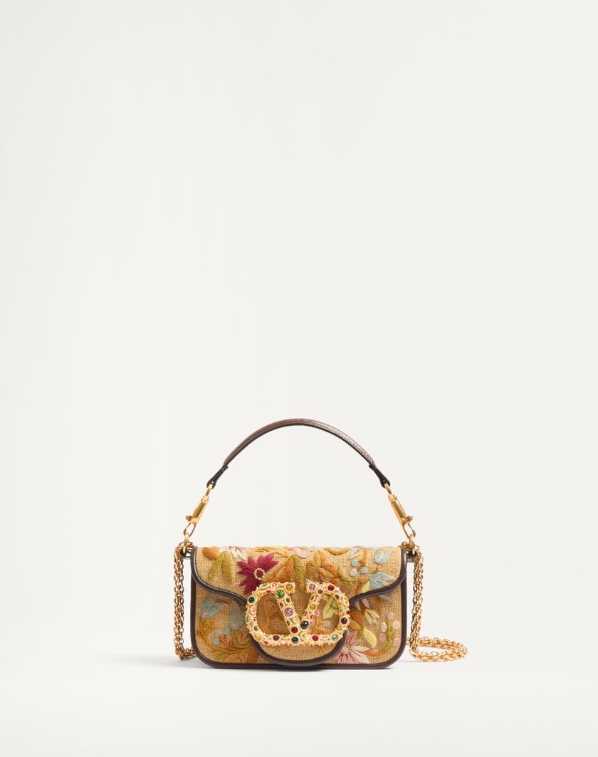 Valentino Handbags Borsa Piccola A Spalla Valentino Garavani Locò Ricamata Con Logo Gioiello per Donna in Multicolor/testa Di Moro/tabacco | Valentino IT