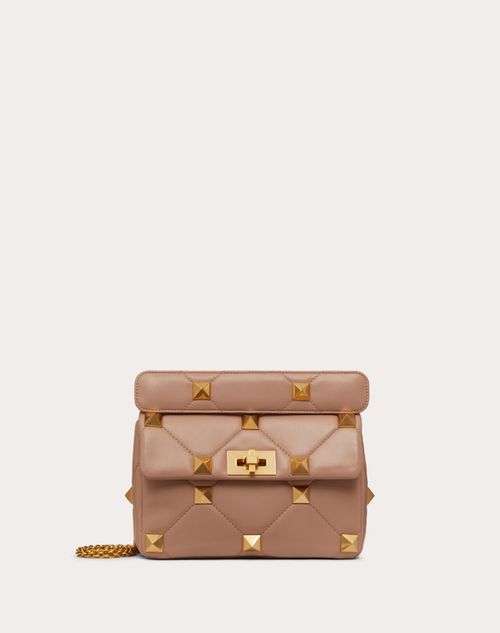 Valentino Garavani - Medium Roman Stud The Shoulder Bag In Nappa With Chain - Poudre - Woman - Gifts For Her