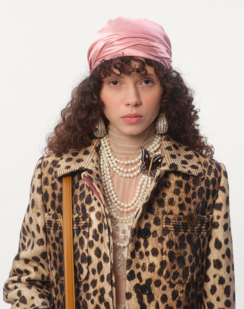 Jaguar Spots Printed Wool Cloth Coat for Woman in Animal