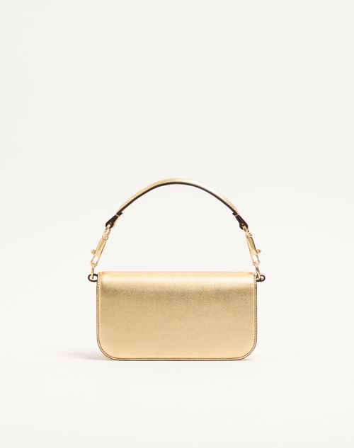 Valentino Garavani - Valentino Garavani Locò Small Shoulder Bag In Laminated Calfskin With Jewel Logo - Antique Brass - Woman - Shoulder Bags