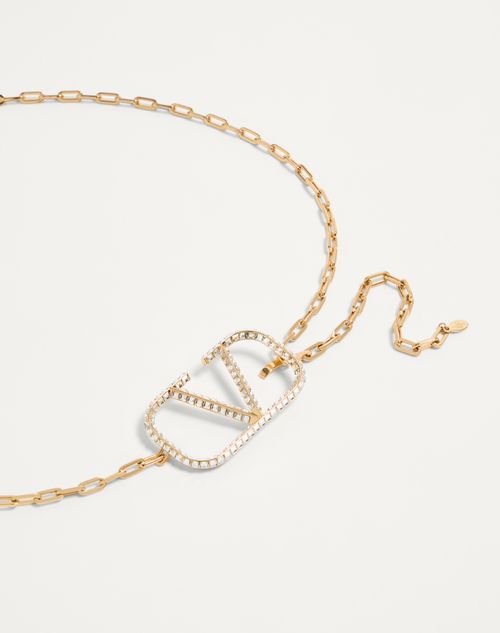 Valentino Garavani - Vlogo Signature Chain Belt - Gold/crystal - Woman - Belts