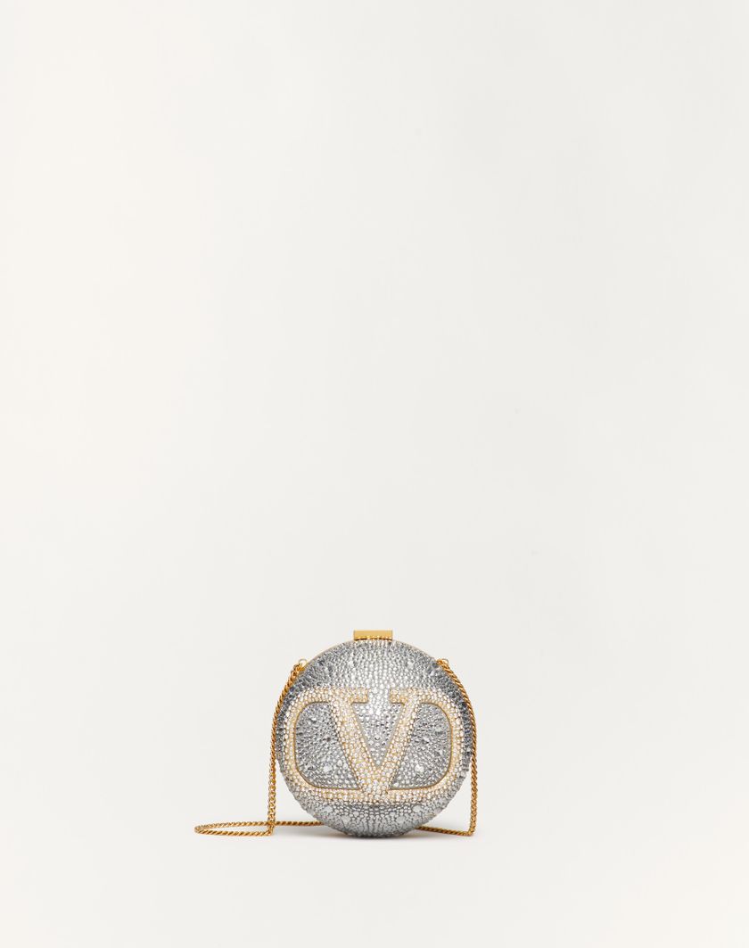 Valentino Handbags Minaudière Vlogo Signature In Metallo E Cristalli Swarovski® per Donna in Crystal | Valentino IT