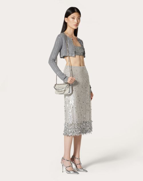 Valentino - Embroidered Organza Bralette - Silver - Woman - Shirts And Tops
