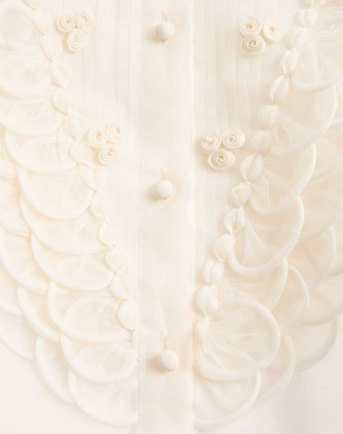 Valentino - Embroidered Organza Shirt - Vanilla - Woman - Shirts & Tops