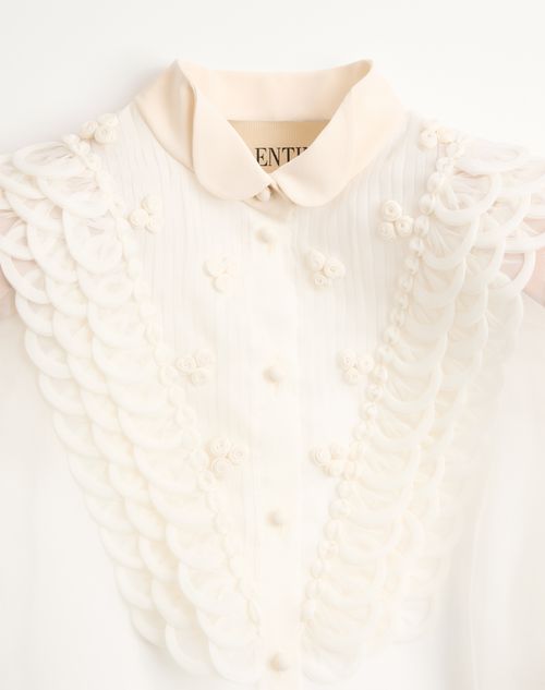 Valentino - Embroidered Organza Shirt - Vanilla - Woman - Shirts And Tops