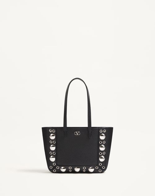 Valentino Garavani - Valentino Garavani Nellcôte Mini Shopping Bag In Grainy Calfskin - Black - Woman - Shelf - W Bags - Nellcote