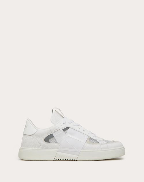 Valentino Garavani - Vl7n Low-top Sneakers In Calfskin And Mesh Fabric With Bands - White/ice - Man - Shoes