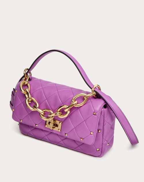 Valentino Garavani Garavani Rockstud Spike Bag In Nappa Patchwork Woman Violet Onesize