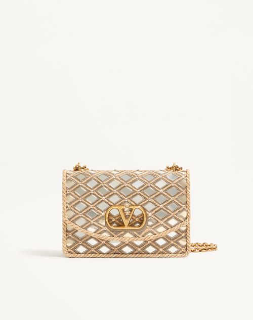 Valentino Garavani - Valentino Garavani Vain Embroidered Shoulder Bag - Champagne - Woman - Shoulder Bags