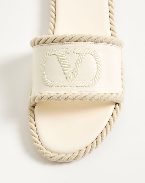 Valentino Garavani - Vlogo Torchon Slide Sandal In Nappa Leather - Ivory - Woman - Slides And Thongs