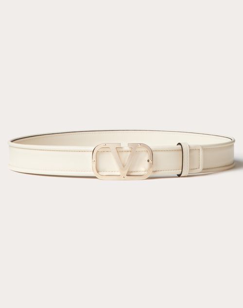 Valentino Garavani Vlogo Signature Belt in Shiny Calfskin 30mm Woman Fondant 100