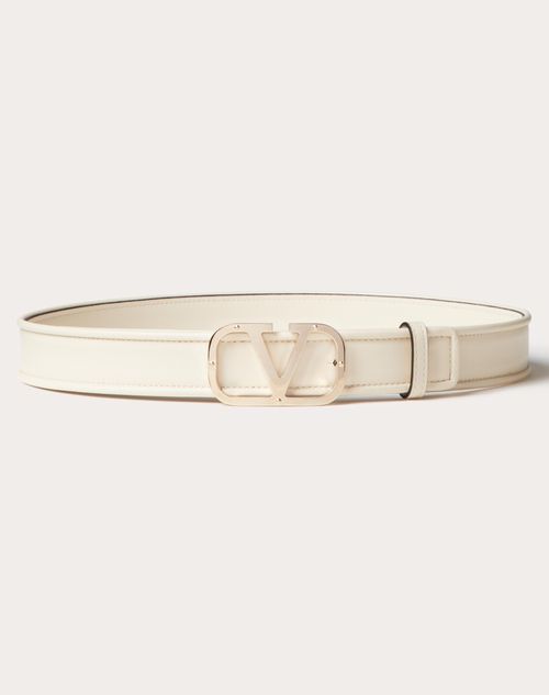 Vlogo Signature Belt In Shiny Calfskin 30mm for Woman in Powder Rose