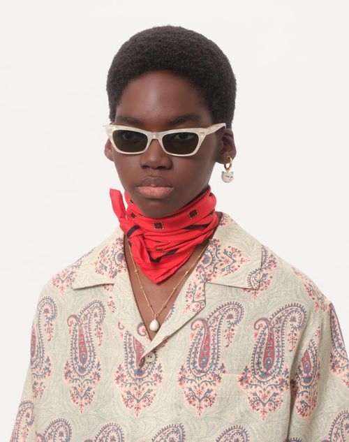 Valentino Garavani - Opticool Silk Scarf - Red/black - Man - Soft Accessories