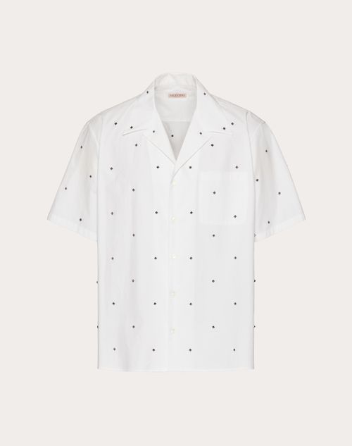 Valentino - All Over Rockstud Spike Cotton Shirt - White - Man - Ready To Wear