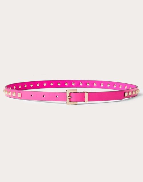 Valentino Garavani - Rockstud Gürtel Aus Glänzendem Kalbsleder, 15 Mm - Pink Pp - Frau - Gürtel