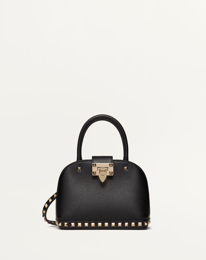 Valentino Handbags Borsa Piccola A Mano Valentino Garavani Rockstud In Vitello Granato per Donna in Nero | Valentino IT