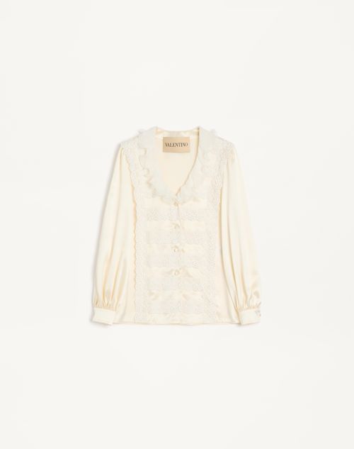 Valentino - Crepe Satin Shirt - Gardenia - Woman - Shirts & Tops