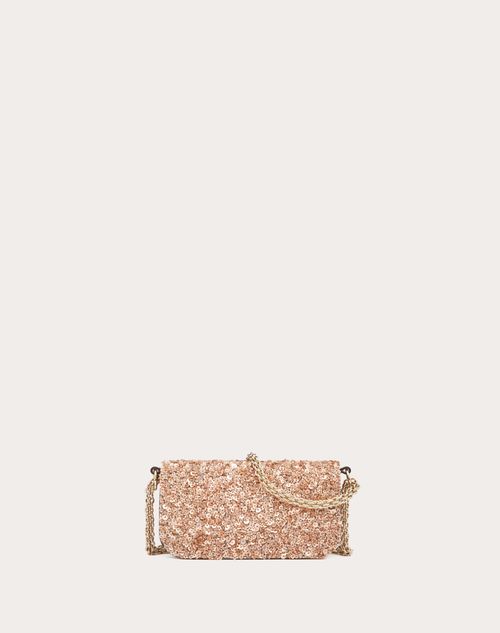 Locò Embroidered Small Shoulder Bag for Woman in Rose Mist | Valentino US