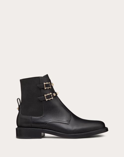 Valentino Garavani - Rockstud Calfskin Ankle Boot 20 Mm - Black - Woman - Boots