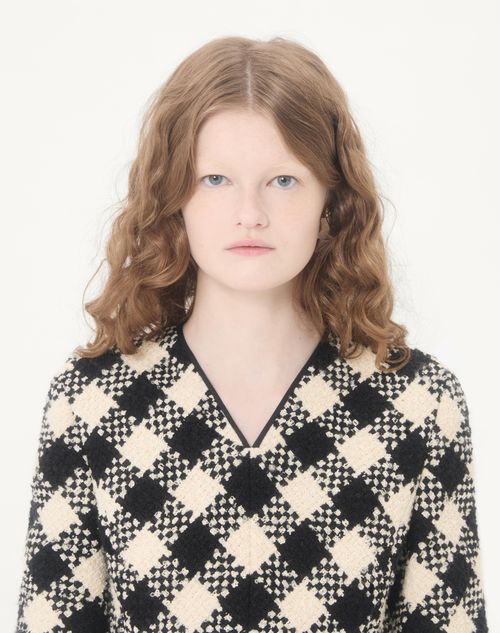 Valentino - Damier Tweed Dress - Birch/black - Woman - Dresses