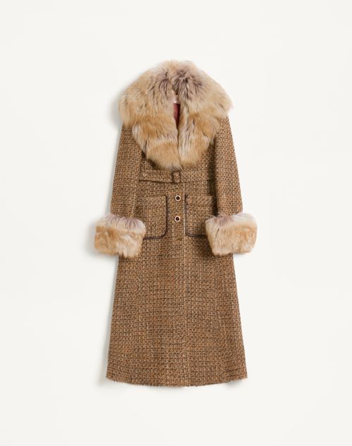 Valentino - Fantasy Tweed Coat - Brown/multicolor - Woman - Coats And Outerwear