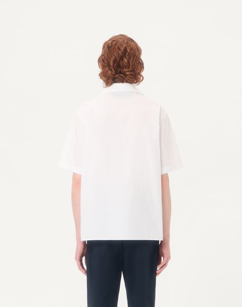 Valentino - Valentino Bowling Shirt In Cotton Poplin With Vgold - White - Man - Shirts