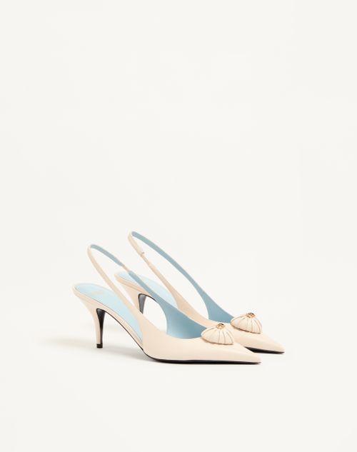 Valentino Garavani - Coeur Royal Slingback Pumps In Kidskin 75mm - Butter - Woman - Pumps And Slingbacks