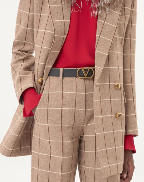 Valentino Garavani - Vlogo Signature Reversible Shiny Calfskin Belt - 30mm / 1.2 In. - Black/deep Caramel - Woman - Belts - Accessories