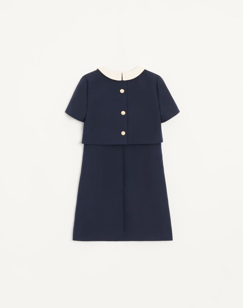 Valentino Crepe Couture Short Dress Woman Navy/Ivory 48