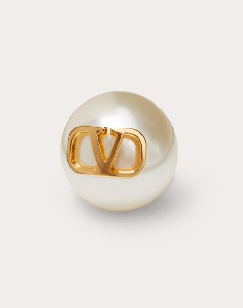 Valentino Vlogo Mini Imitation Pearl Stud Earrings Gold/ Pearl