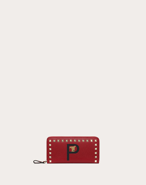 Valentino Garavani - Portafoglio Con Zip Personalizzabile Valentino Garavani Rockstud Pet - Rosso V./nero - Donna - Rockstud Pet - Accessori