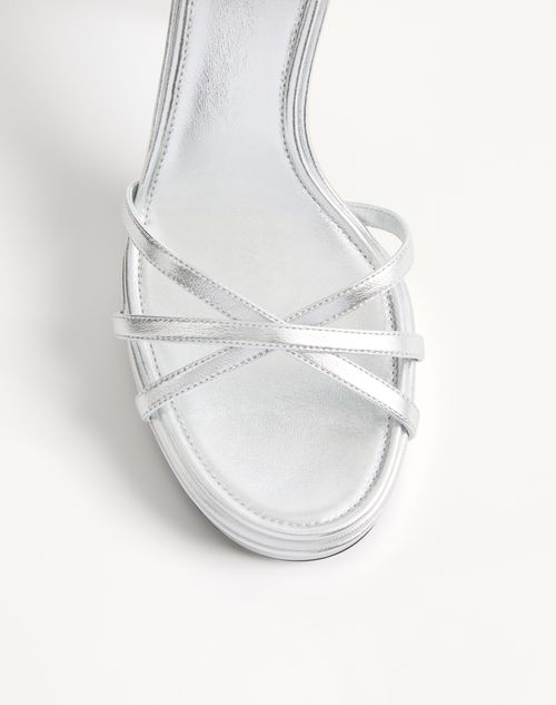 Valentino Garavani - Eveninglam Platform Sandal In Laminated Nappa 120mm - Silver - Woman - Sandals
