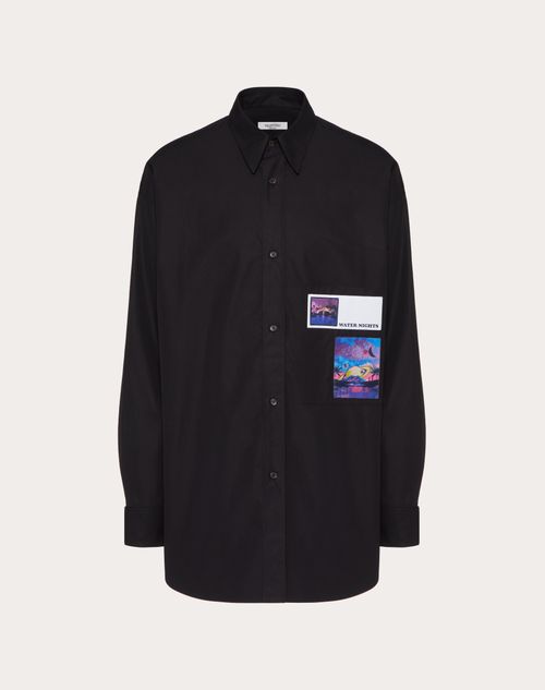 Valentino - Cotton Shirt With Brocade Patch - Black - Man - Man Ready To Wear Sale