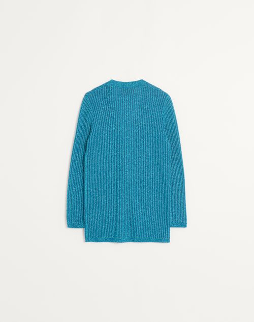 Valentino - Lurex Cardigan - Celestial Blue - Woman - Knitwear
