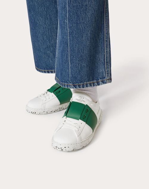 Open For A Change Sneaker In Bio-based Material for Man in White/green |  Valentino GR
