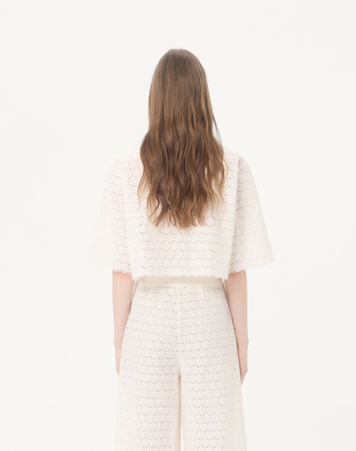 Valentino - Micro Cotton Fleurs A Jour Shirt - Latte - Woman - Shirts And Tops