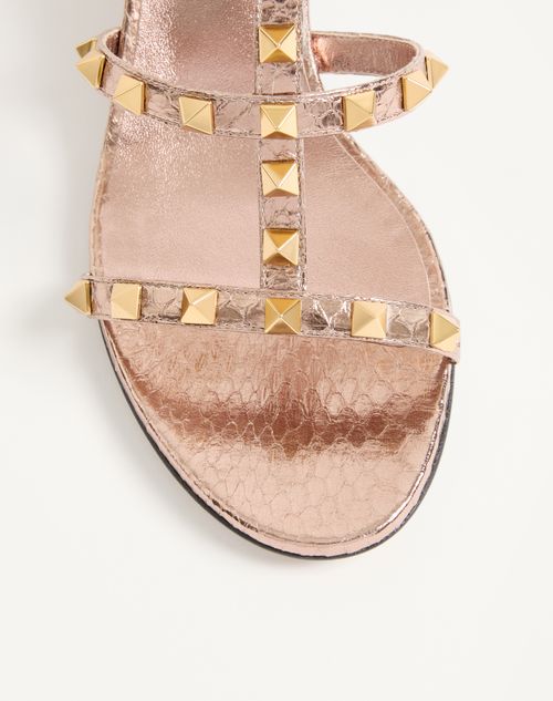 Valentino Garavani - Rockstud Slide Sandal In Laminated Ayers 60 Mm - Gold/pink - Woman - Sandals