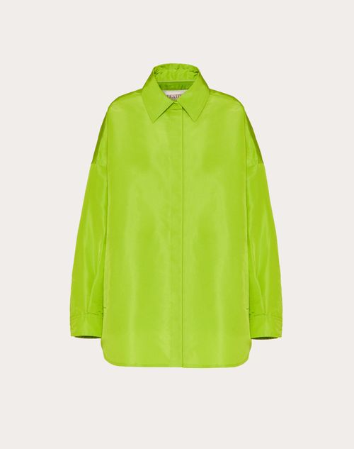 Valentino - Overshirt Aus Faille - Bright Lime - Frau - Jacken Und Mäntel