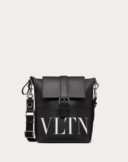 Valentino Garavani - Vltn Leather Crossbody Bag - Black/white - Man - Shoulder Bags