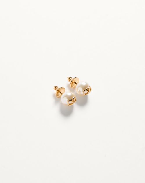 Valentino Garavani - Vlogo Signature Earrings With Pearls - Gold/cream - Woman - Jewellery