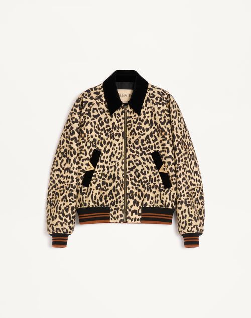 Valentino - Valentino Bomber Jacket In Wool Drape With Vgold On Side Pockets - Animal Print - Man - Outerwear