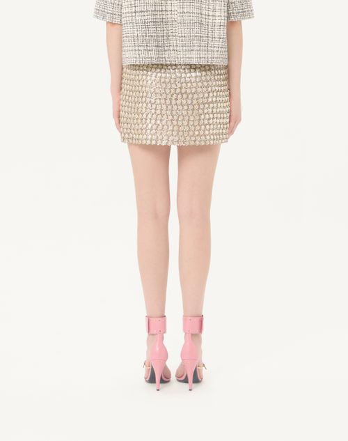 Valentino - Mini Skirt In Embroidered Organza - Silver - Woman - Skirts