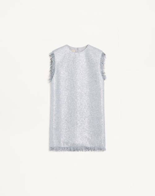 Valentino - Short Valentino Dress In Lurex Basket Weave - Silver - Woman - Dresses