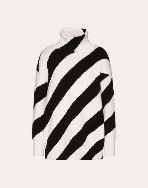 Valentino - Wool Sweater - Ivory/black - Woman - Knitwear
